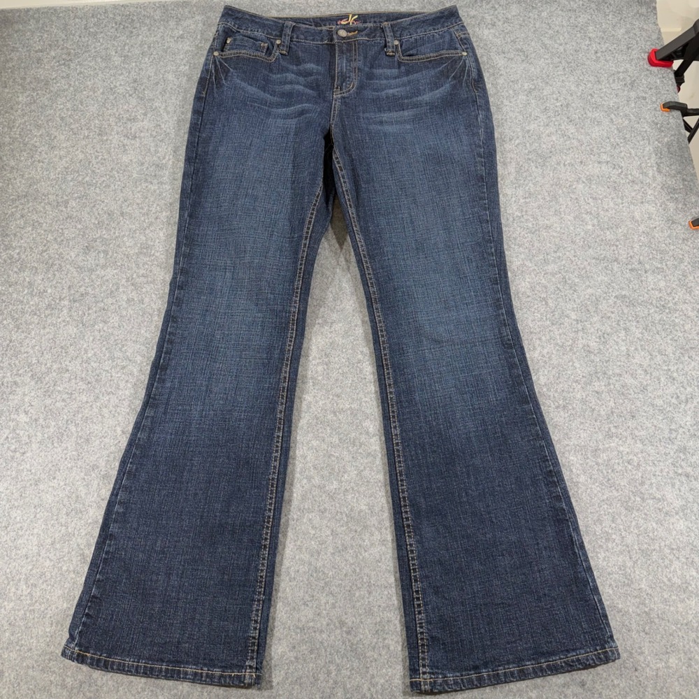 DK Premium Womens Bootcut Jeans Dark Wash Stretch Denim Size 10 Blue Flare